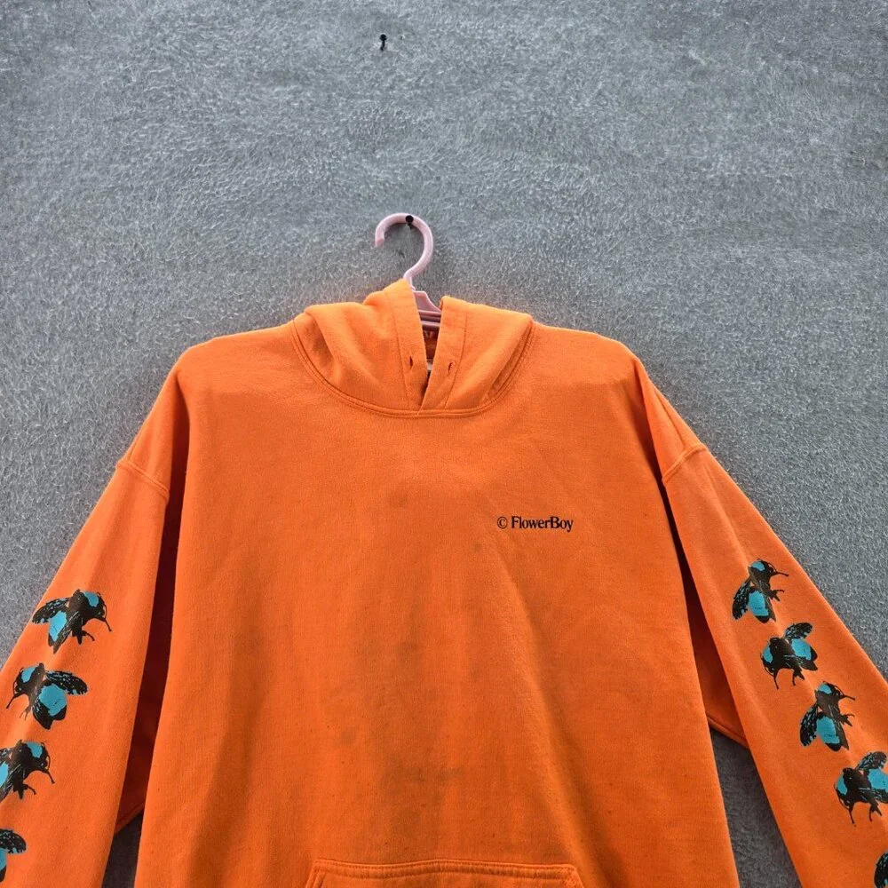 Golf Wang Men‎ Hoodie L Orange Save The Bees Graphic Print Fleece Pullover READ